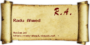 Radu Ahmed névjegykártya